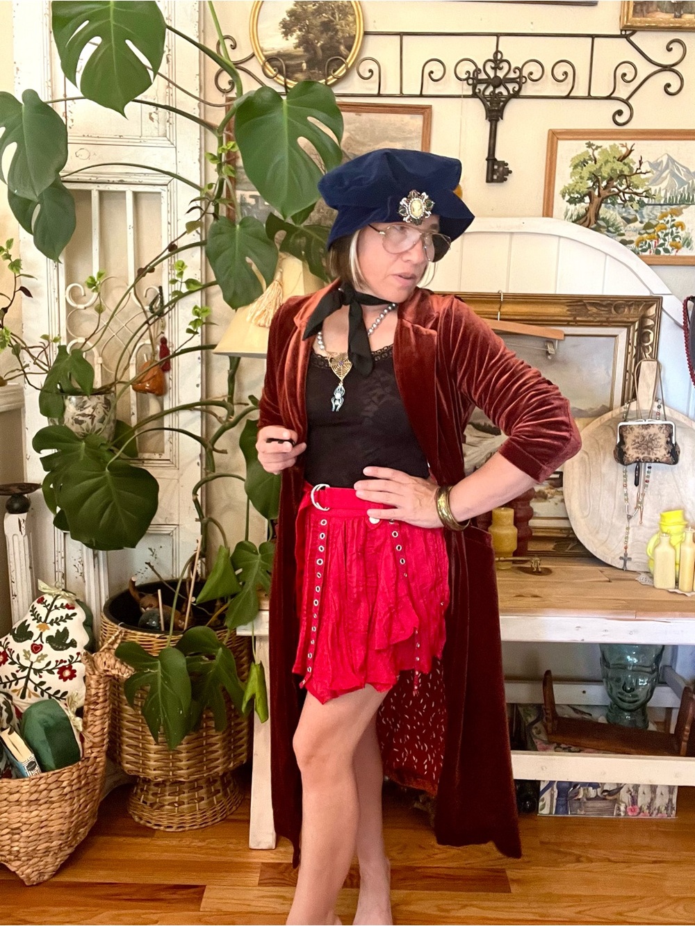NWOT Free People “Rue” Ruby Red Flowy Mini Skirt Fairy Renn Faire Romance